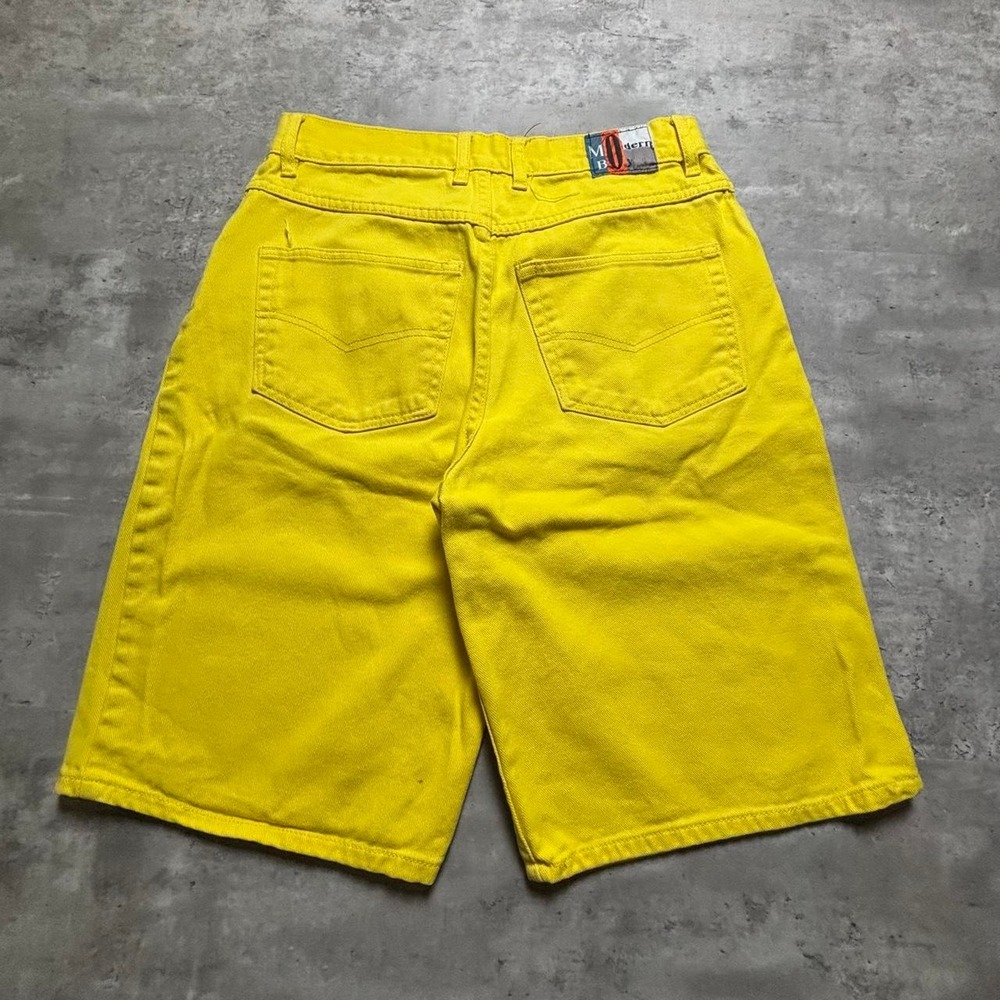 Modern Boy Skater Shorts Women 32 Yellow Baggy 90s Wide Leg Denim J424